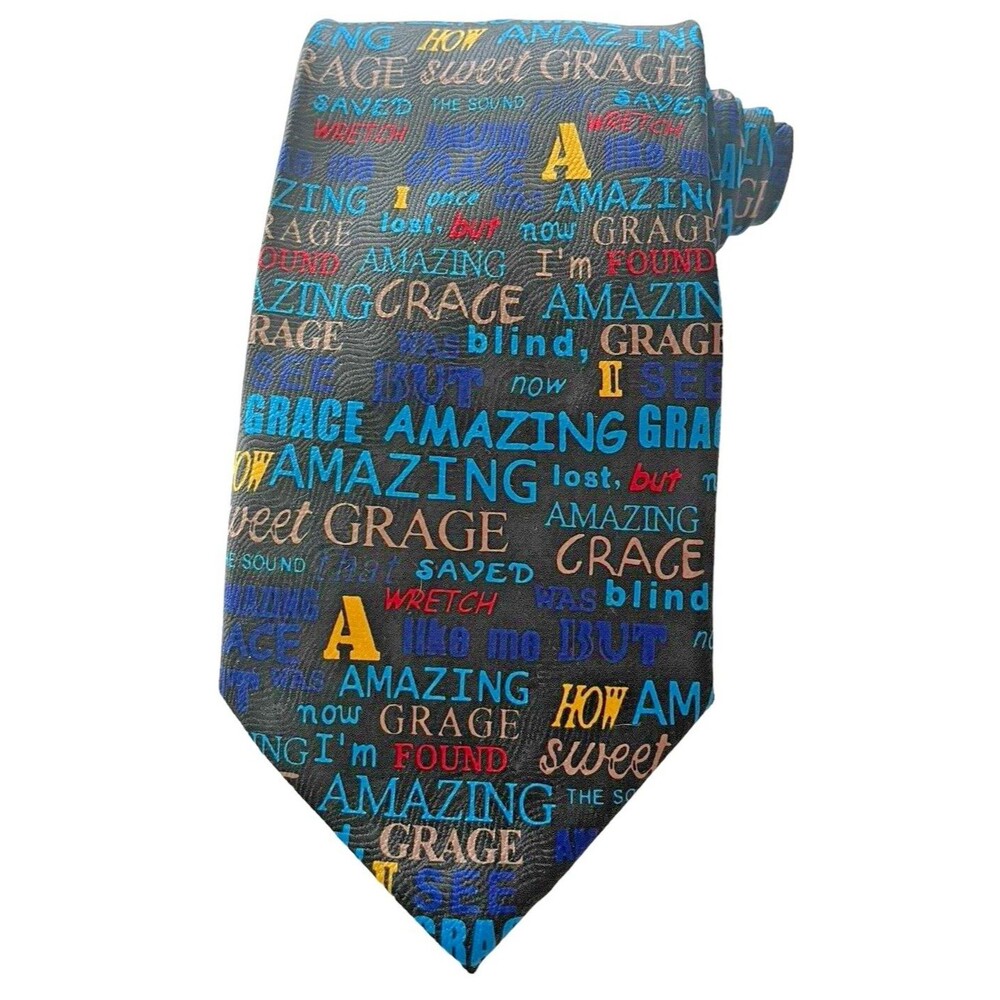 Roberto Cellini Amazing Grace Tie Religious Christian Hymn Choir Music Lyrics